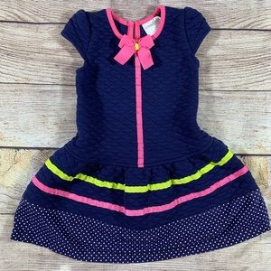 Coccolato Cap Sleeve Quilted Top Dress W Polka Dot‎